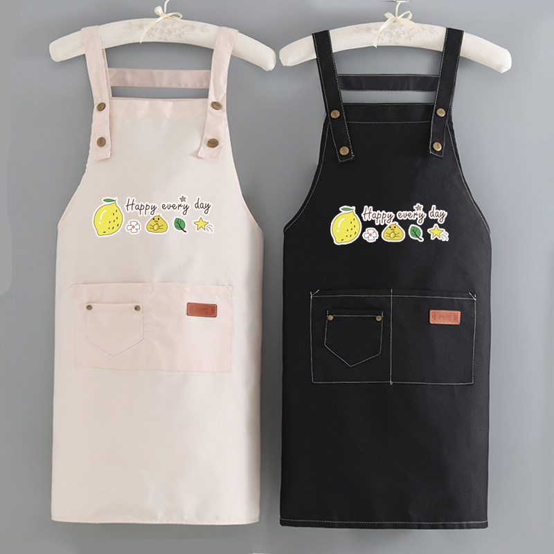 纯棉帆布围裙耐用防水防油女奶茶店咖啡店冷饮超市快餐店水果蔬菜图片