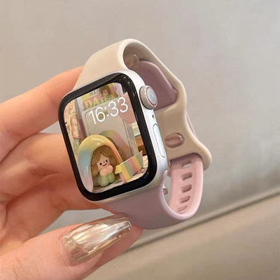 运动拼色硅胶表带适用AppleWatch