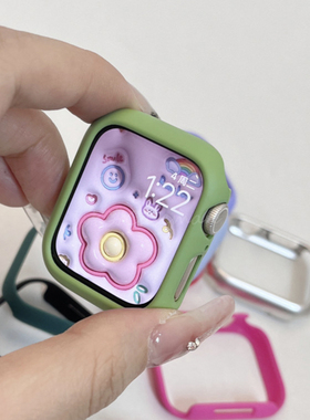 适用苹果手表保护壳套Applewatch87TPU糖果色硬壳iWatch456SE表壳