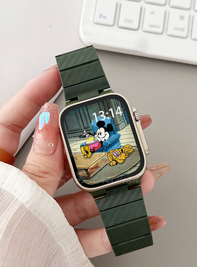 新款适用苹果手表applewatch78SE碳纤维磁吸休闲表带iWatch56男女