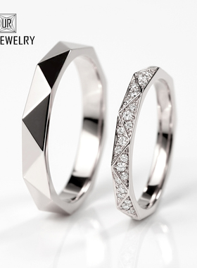 PT950铂金群镶钻石戒指女士钻戒个性情侣对戒白金结婚求婚定制