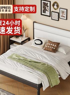 铁艺床现代简约1.8米双人床主卧软包1.5经济型铁床出租房单人床架