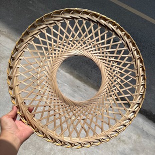 竹编空心斗笠帽古风黑红色影视拍摄道具帽子成人走秀舞蹈表演竹帽