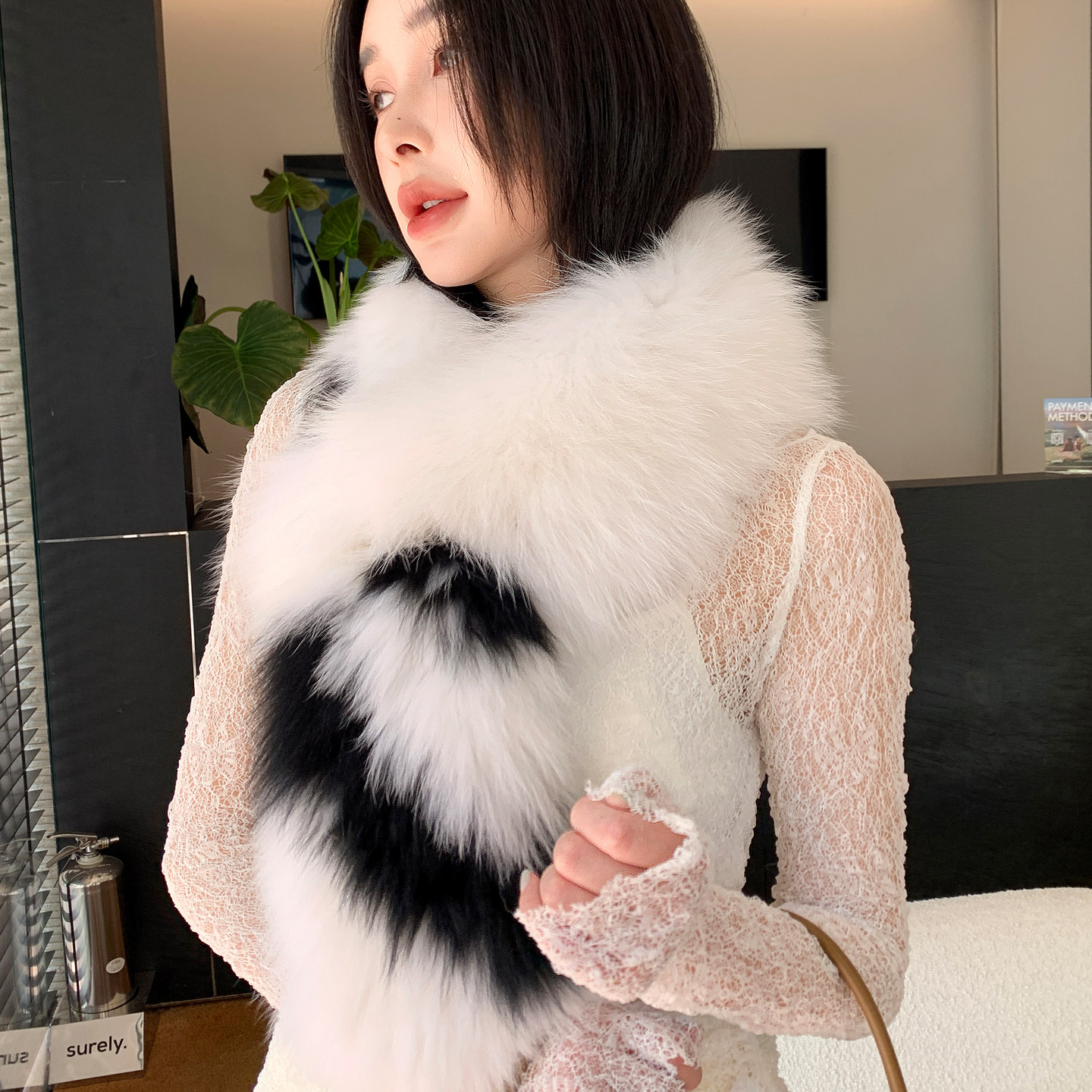 双面狐狸毛女冬季保暖皮草围巾