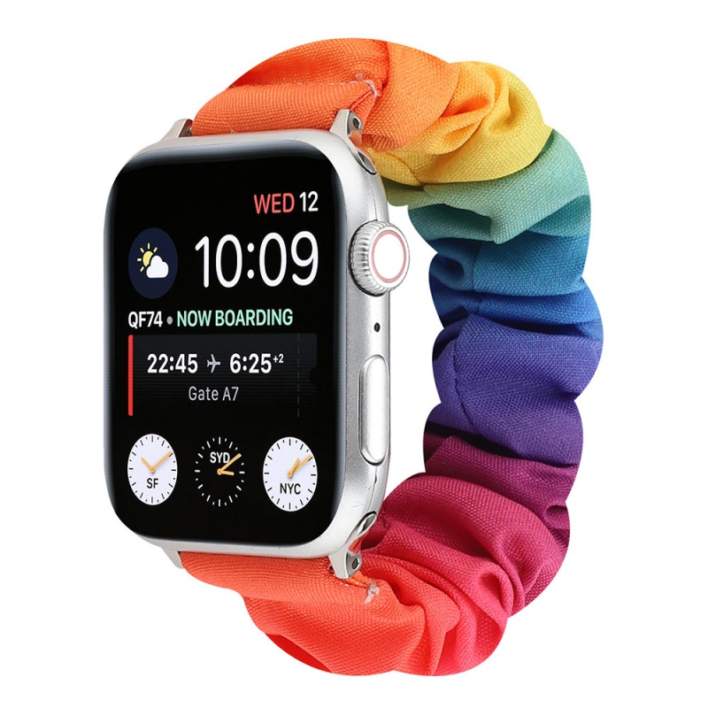 适用苹果iwatch8发圈弹力表带Apple Watch76543SE一体大肠圈腕带