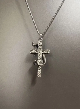 十字架项链皮绳vintage复古亚文化y2k辣妹风甜酷项链十字架饰品