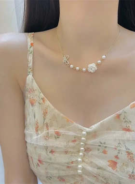 辣妹气质吊坠饰品小众ins风锁骨链蝴蝶结网红轻奢保色项链女
