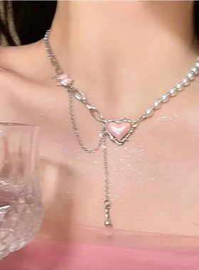 y2k多巴胺配饰项链百搭糖果彩色甜美小众高级感串珠蝴蝶锁骨链女