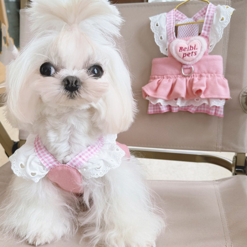 宠物猫咪狗狗衣服薄款牛仔牵引裙公主小型幼犬泰迪博美比熊春夏装