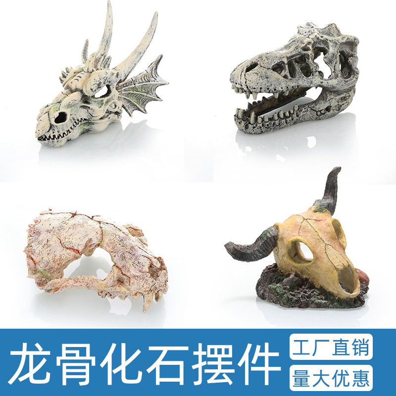 鱼缸造景仿真龙头骨化石
