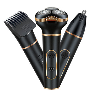 凌科3608电动剃须刀多功能三合一液晶数显男士USB充电刮胡刀套装