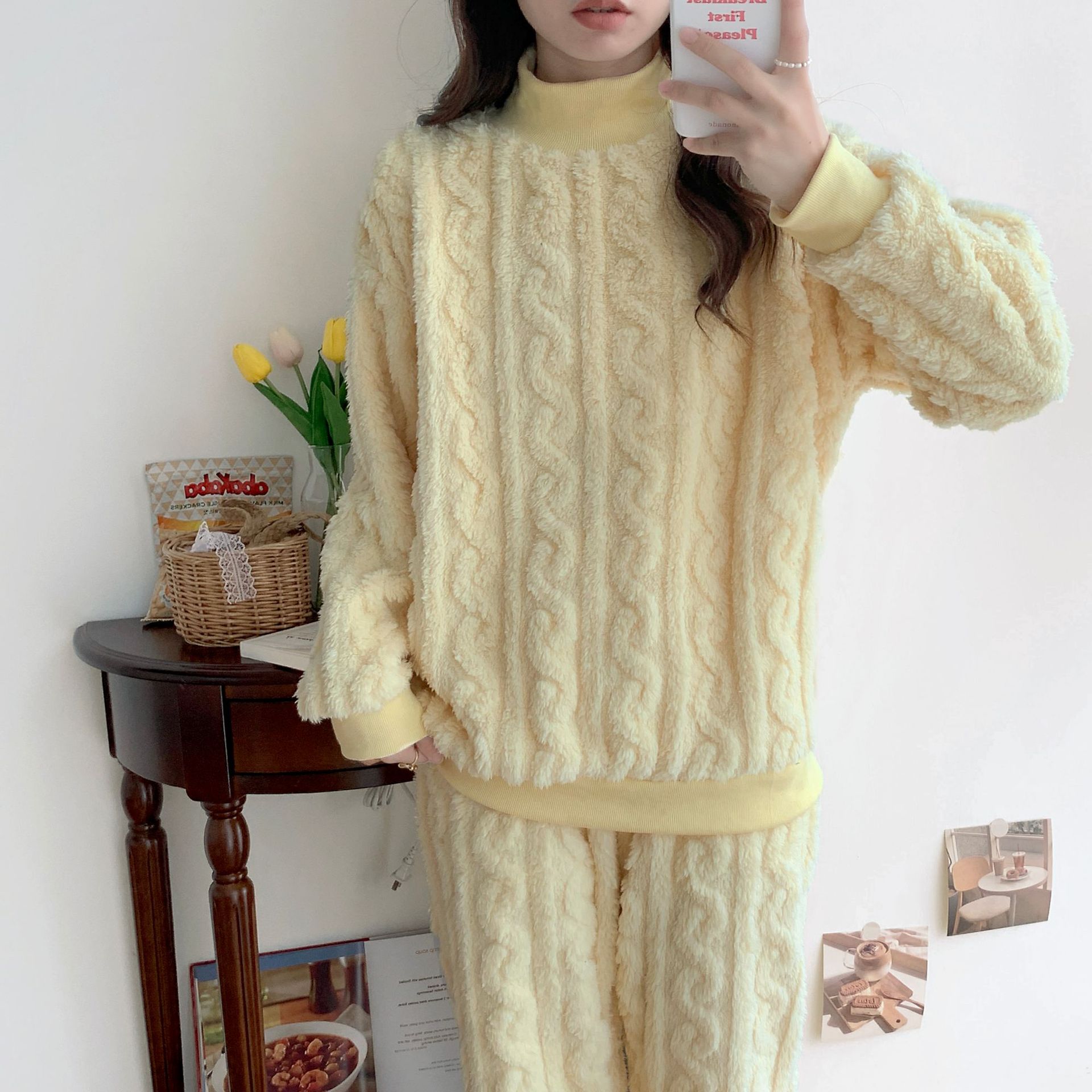 珊瑚绒睡衣女2024秋冬加绒加睡衣/家居服套装