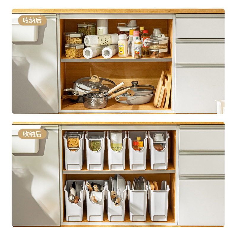 纳川厨房收纳盒锅盖架置物架塑料锅具收纳盒架家居滑轮收纳盒储物