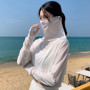 冰丝防晒衣女带帽长袖防嗮衫户外旅游服防紫外线披肩防晒披肩