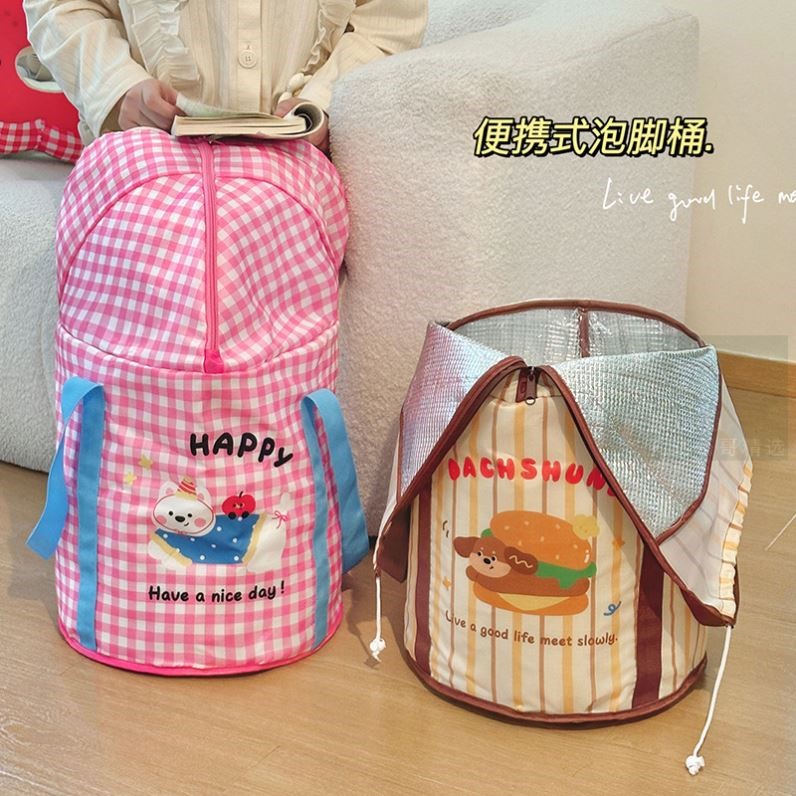 泡脚桶可折叠洗脚袋加高过膝宿舍家用养生便携式手提足浴袋洗脚桶