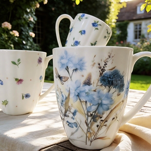 艾芙琳梦游仙境简约马克杯陶瓷精致高档骨瓷水杯子家用茶杯咖啡杯