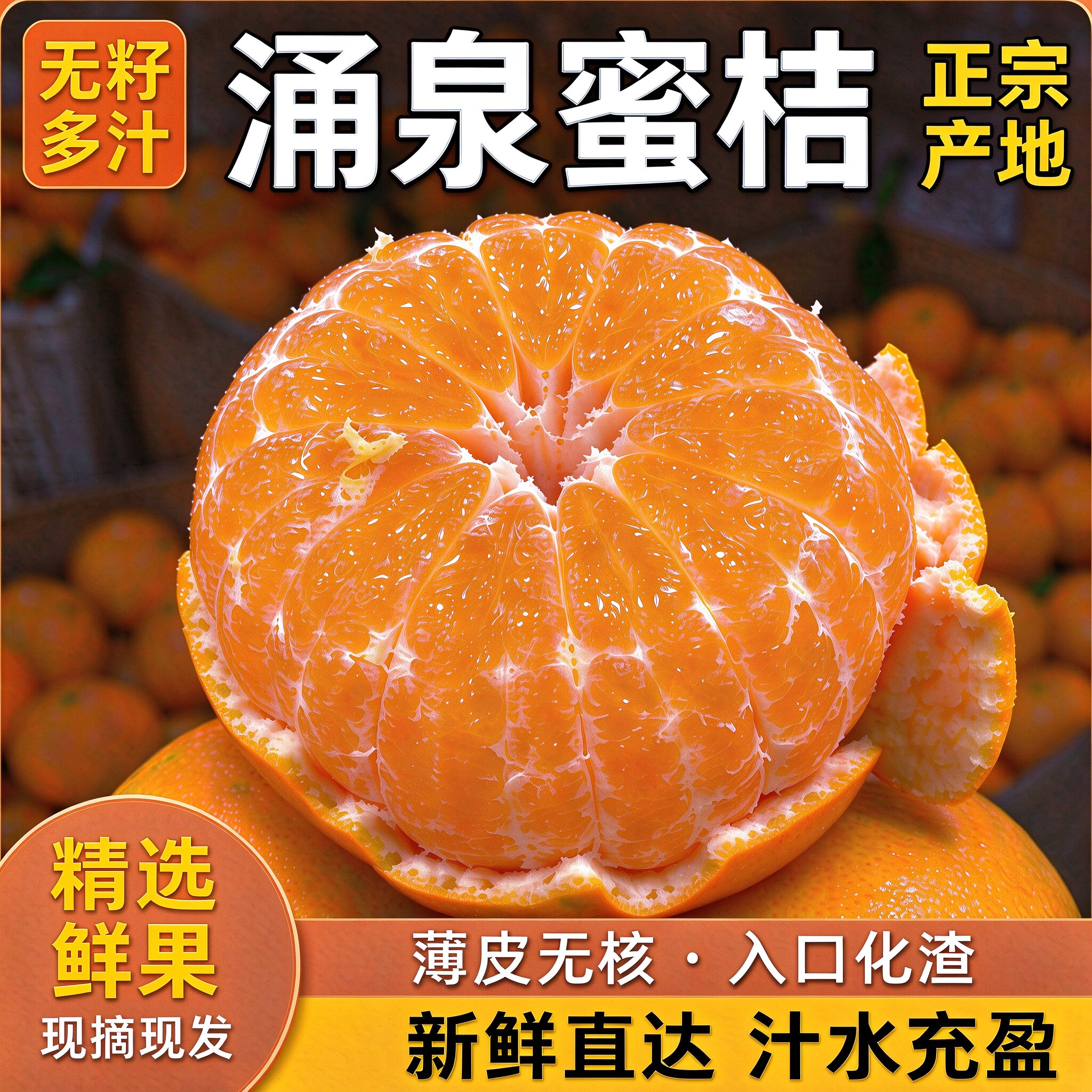临海涌泉蜜桔蜜橘新鲜现摘无核果肉多汁酸甜可口当季鲜果产地直发