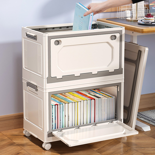 收纳箱书箱学生教室装书本整理书籍收纳盒带轮子拉杆可折叠收纳箱