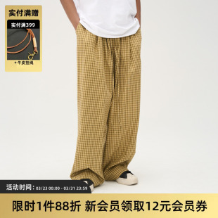 百搭抽绳宽松垂感休闲格纹裤 日系复古格子长裤 男女 25SS TIRES