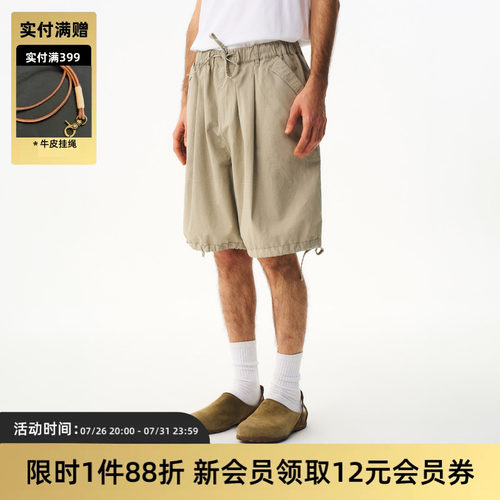 TIRES复古休闲抽绳水洗工装短裤