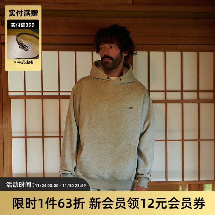 百搭日系灰色廓形宽松卫衣帽衫