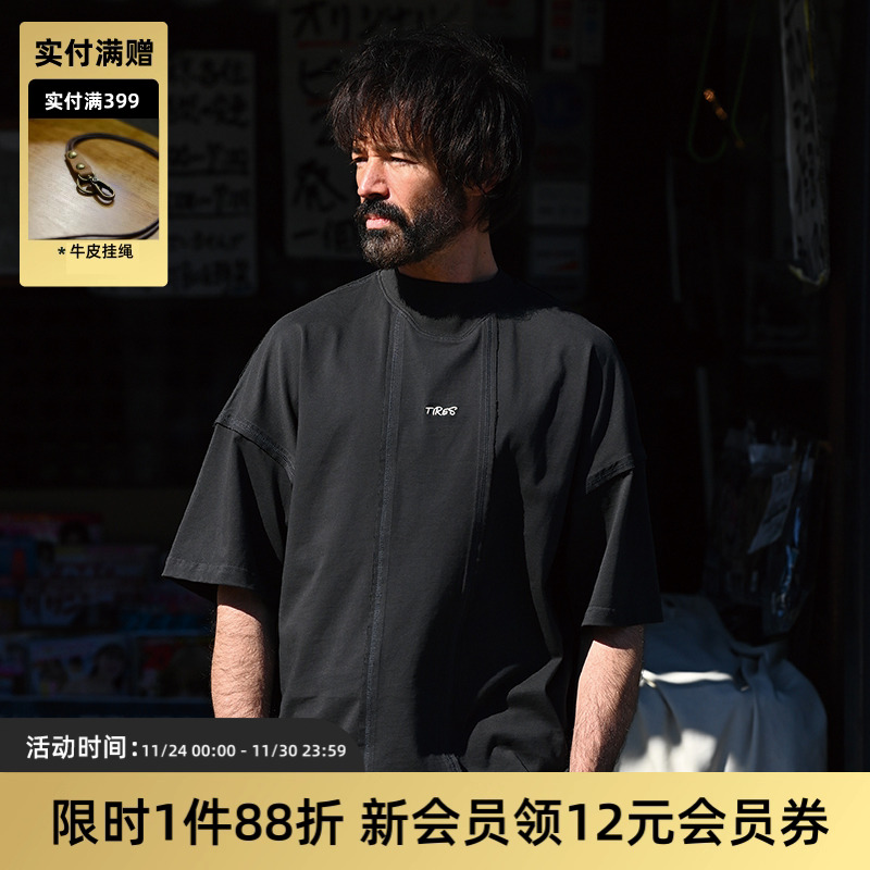 TIRES短袖日系复古高领