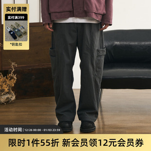 男 日系复古洗水弯刀裤 多口袋宽松直筒裤 工装 TIRES 阔腿长裤 24AW