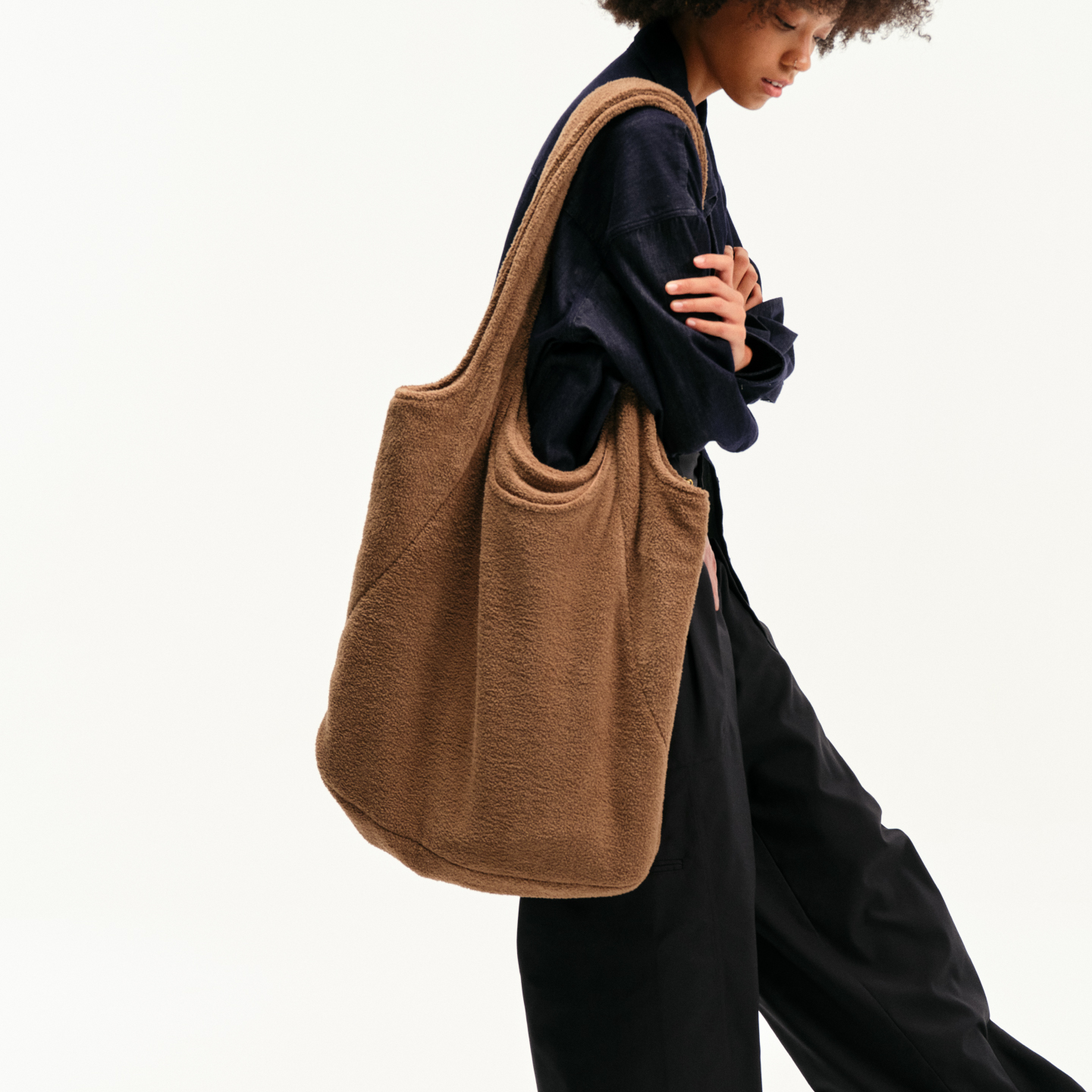 TIRES摇粒绒托特包休闲宽松挎包