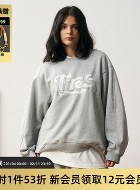 TIRES 23AW日系复古珍珠摇粒绒落肩卫衣加热保暖运动宽松廓形套头