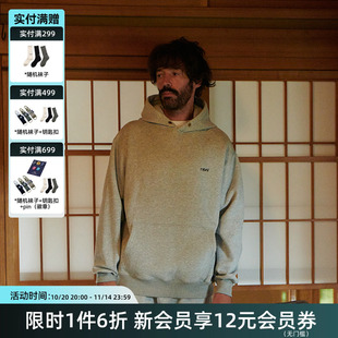 套头连帽运动百搭宽松廓形美式 TIRES 卫衣 日系复古灰色帽衫 22FW