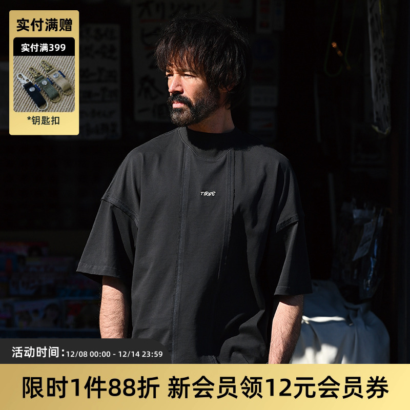 TIRES短袖日系复古高领