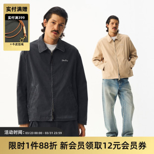 混纺短款 TIRES 修身 日系复古重水洗翻领拉链夹克 休闲外套 26SS