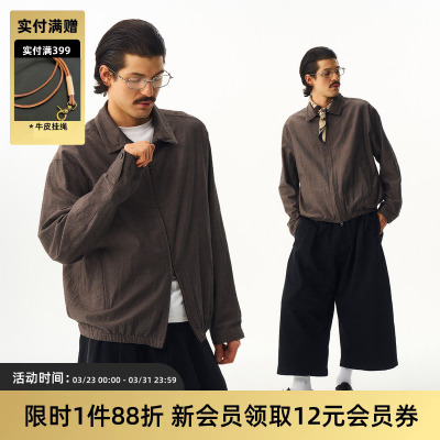 TIRES匹马棉复古叠领短款夹克