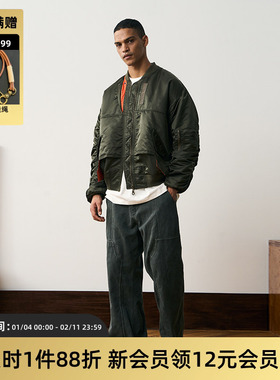 TIRES 23AW 日系复古重磅光泽尼龙廓形MA1飞行夹克3M棉保暖厚外套