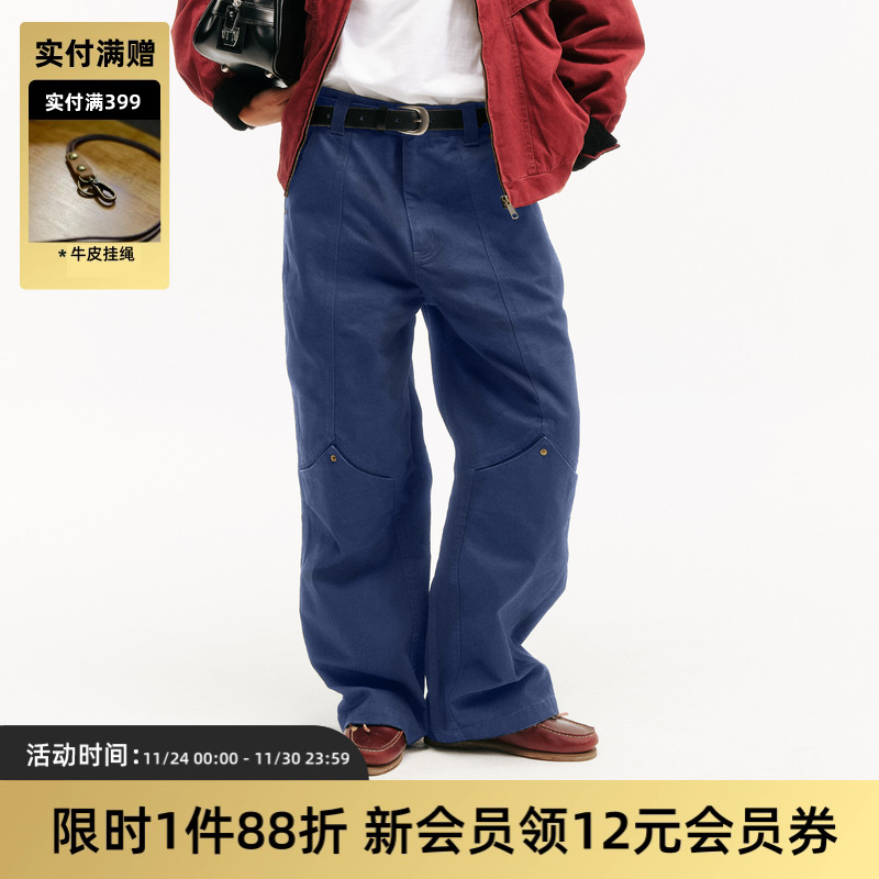 TIRES洗水宽松直筒伐木工装裤