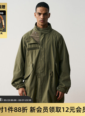 TIRES M65日系复古M51水洗鱼尾军事风衣工装外套PARKA大衣宽松VV