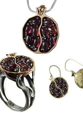 品wish跨境电商新款石榴石树藤黑金戒指欧美流行时尚手饰