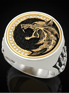 wish亚马逊跨境个性巫师狩猎者狼头戒指