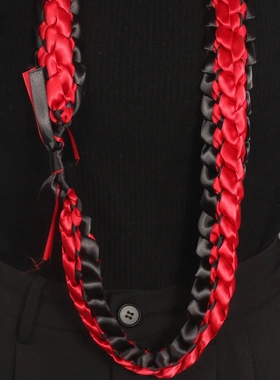 网红毕业庆典荣誉双色缎带花环手工编织choker时尚气质丝带项链