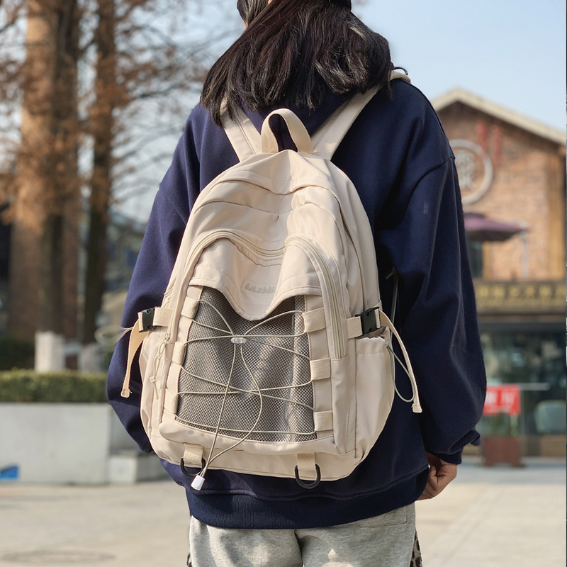 日系书包女2021新款原宿风大容量高中大学生双肩包森系质感背包男