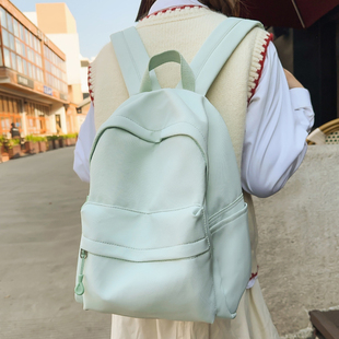 中点无印书包女大学生初高中生纯色简约日系小清新背包少女双肩包