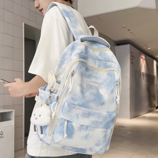 中点书包男生初高中生男学生背包蓝色高颜值大容量男女同款 双肩包