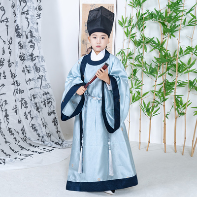 新款儿童公子汉服宋制襕衫圆领袍国风毕业季国学苏东坡书生