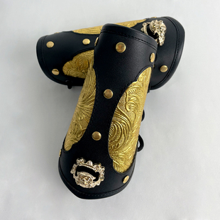 汉服儿童护腕护甲原创金色皮革护臂古风配饰飞鱼服圆领袍束袖