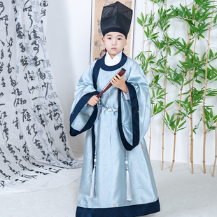 2025新款儿童公子汉服宋制襕衫圆领袍国风毕业季国学苏东坡书生