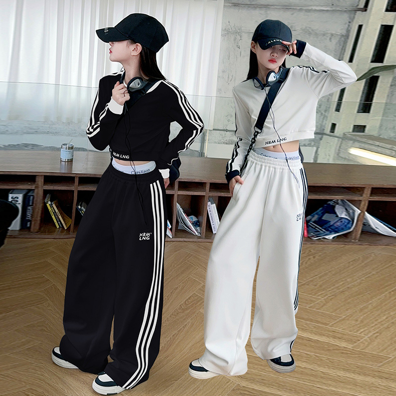 爵士舞女童套装jazz街舞嘻哈风儿童夏季演出服时尚潮牌宽松练功服