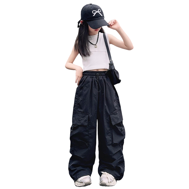 女童嘻哈爵士街舞露脐背心练功服