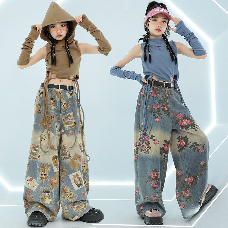 儿童爵士舞嘻哈春秋演出服露脐潮