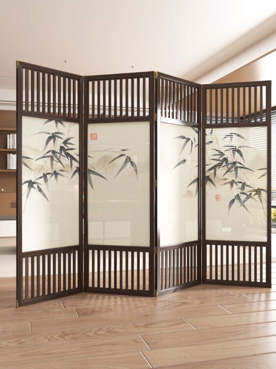宋代美学实木高端隔断屏风可折叠移动隔断会议办公酒店专用