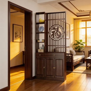徐艺木业新款屏风隔断柜入户客厅实木正对进大门新中式古玄关柜